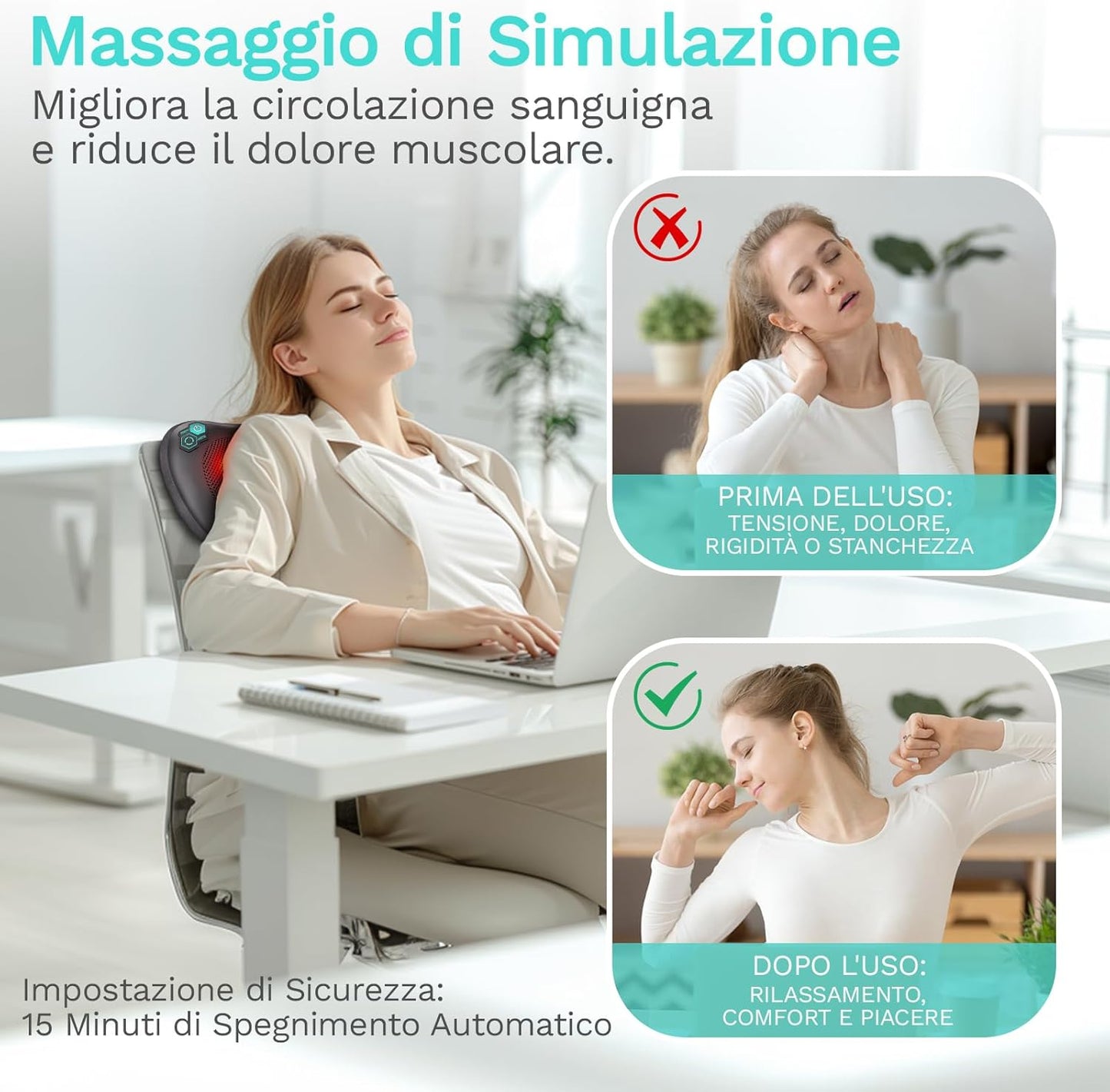 TAKRINK Cuscino Massaggiatore Elettrico Cervicale per Collo e Schiena