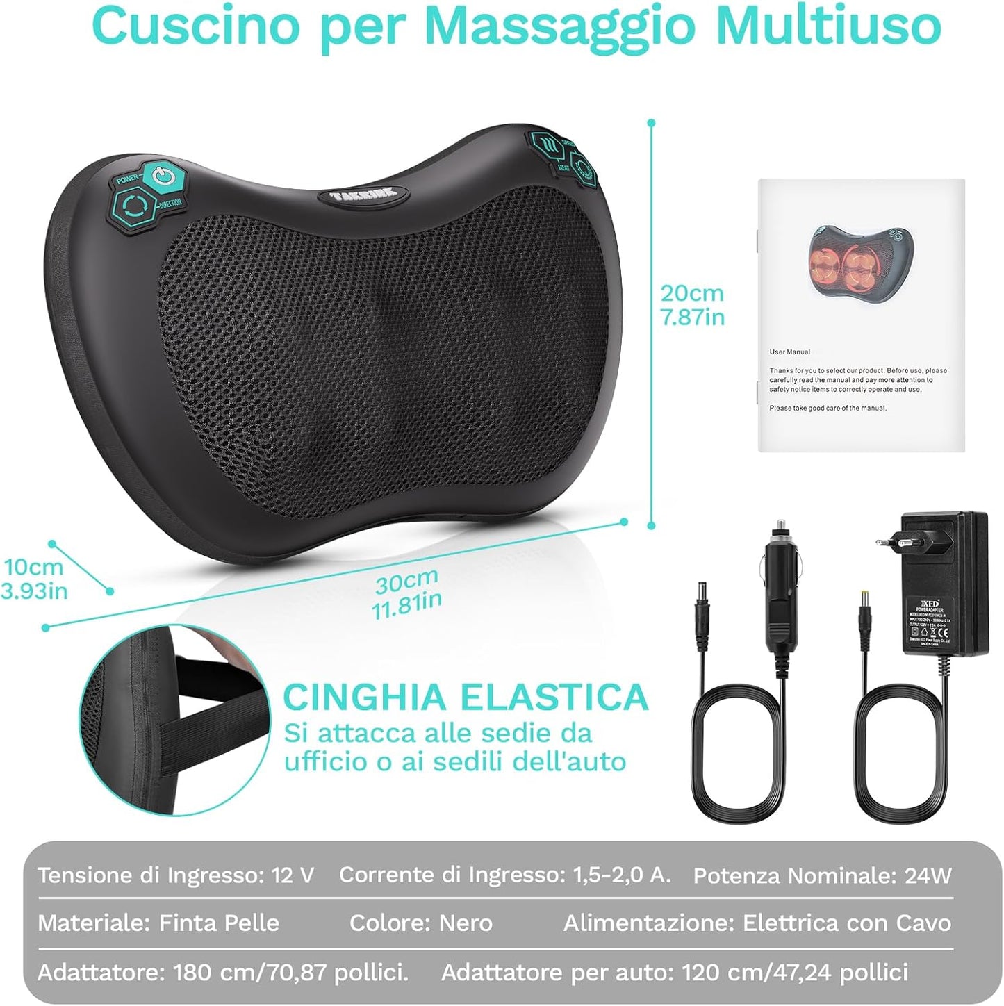 TAKRINK Cuscino Massaggiatore Elettrico Cervicale per Collo e Schiena