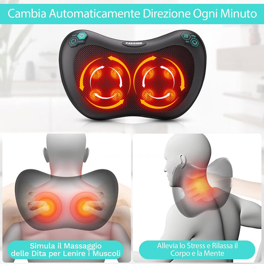 TAKRINK Cuscino Massaggiatore Elettrico Cervicale per Collo e Schiena
